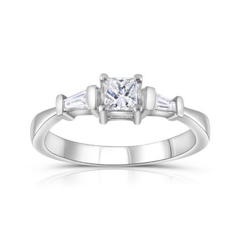 9ct White Gold 0.33ct Princess & Baguette Cut Diamond Engagement Ring