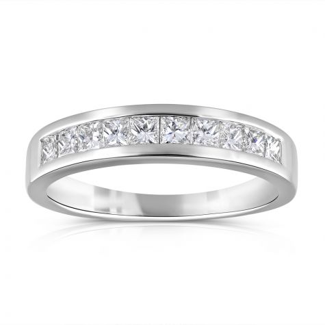 18ct White Gold Solid 0.50ct Princess Cut Diamond Eternity Ring
