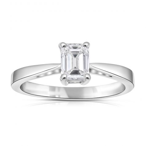 18ct White Gold 0.50ct Emerald Cut Diamond Engagement Ring