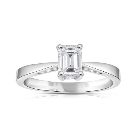 18ct White Gold 0.50ct Emerald Cut Diamond Engagement Ring