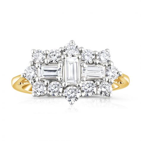 18ct Yellow Gold 0.50ct Diamond Boat/Cluster Engagement Ring