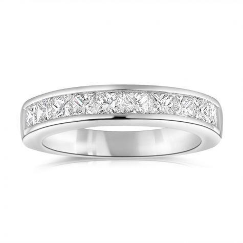 18ct White Gold 1.00ct Princess Cut Diamond Eternity Ring