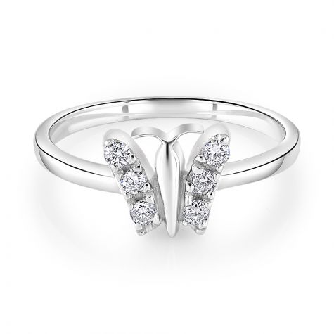 9ct White Gold 0.15ct Diamond Butterfly Ring