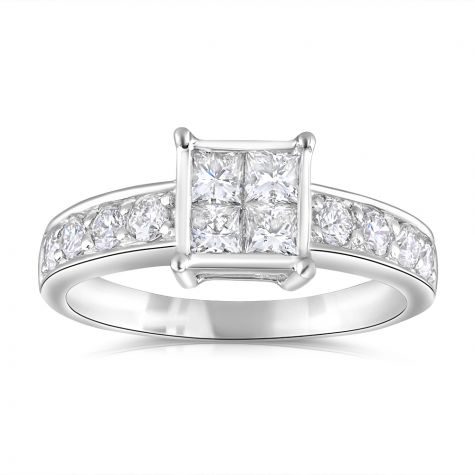 18ct White gold 0.75ct Diamond 4 Stone Certified Engagement Ring