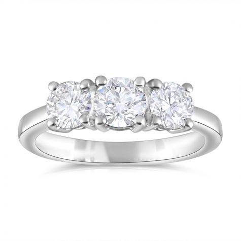 18ct White Gold 1.00ct Diamond Trilogy  Certified Engagement Ring