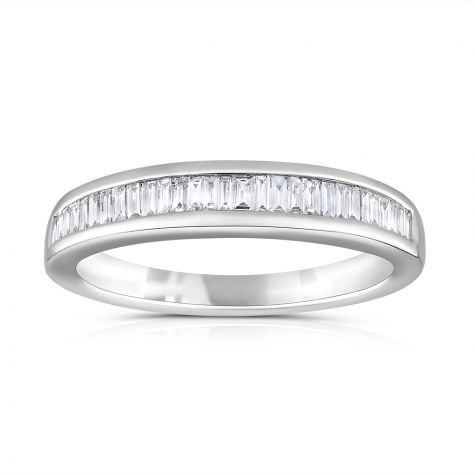 18ct White Gold Solid 0.25ct Baguette Cut Diamond Eternity Ring