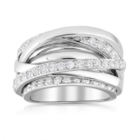 9ct White Gold 1.00ct Diamond Crossover Ring