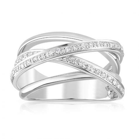 9ct White Gold 0.25ct Diamond Crossover Ring