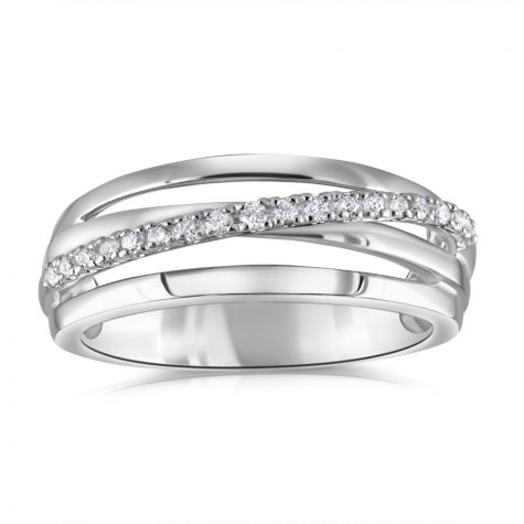 9ct White Gold 0.21ct Diamond Crossover Eternity - Certified Ring