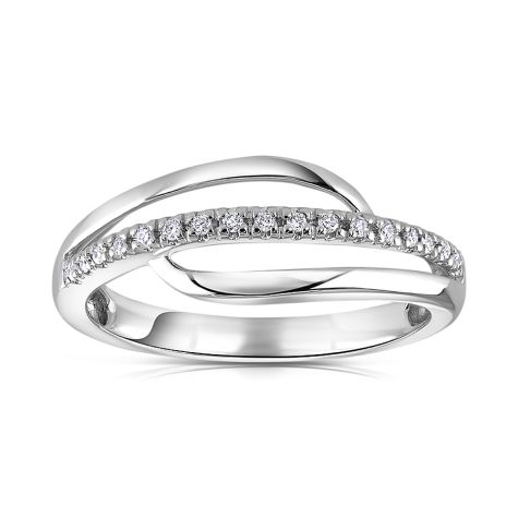 9ct White Gold 0.07ct Diamond Crossover Ring