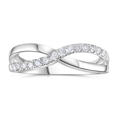 18ct White Gold 0.20ct Classic Crossover / Infinity Diamond Ring