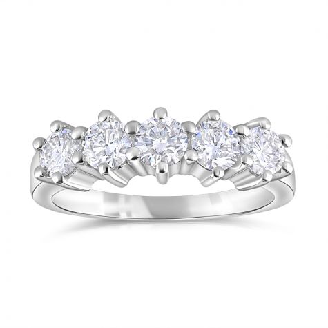 18ct White Gold 1.00ct 5 Stone Diamond Eternity - Certified Ring