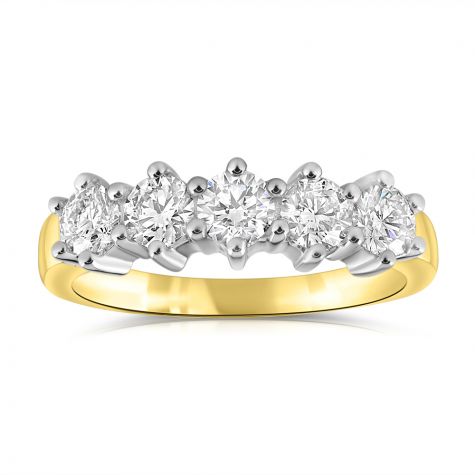 18ct Yellow Gold 1.00ct 5 Stone Diamond Eternity Ring