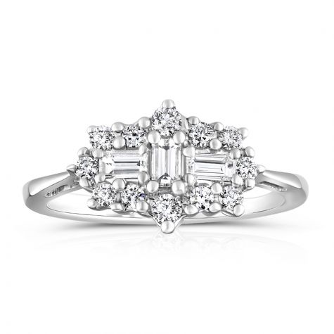 18ct White Gold 0.50ct Diamond Boat/Cluster Engagement Ring