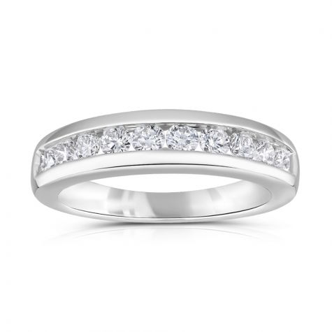 18ct White Gold 0.50ct Diamond Half Eternity Ring - Ladies