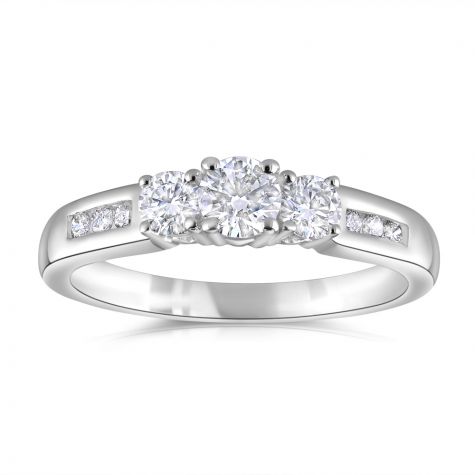 18ct White Gold 0.50ct Trilogy with Diamond Shoulders Ring