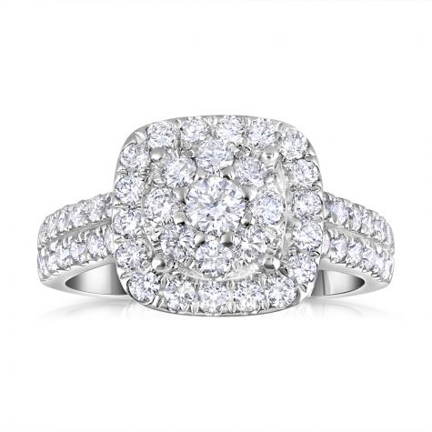 18ct White Gold 0.90ct Diamond Set Certified Engagement Ring