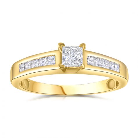 18ct Yellow Gold 0.50ct Princess Cut Centre Diamond Ring