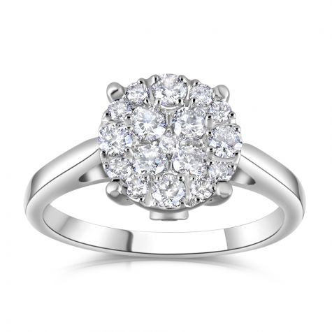 18ct White Gold 0.50ct Cluster Stunning Diamond Ring 