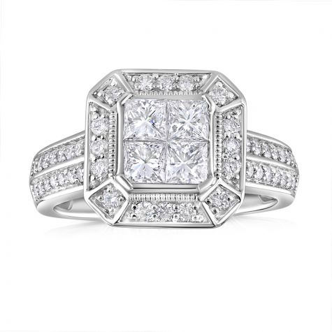 18ct White Gold 1.00ct Princess Cut Diamond Engagement Ring