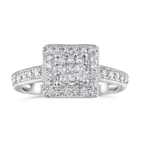 18ct White Gold 0.50ct Diamond Princess Cut Engagement Ring