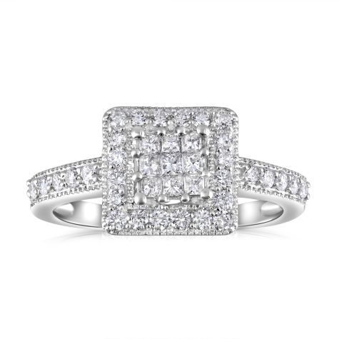 18ct White Gold 0.50ct Diamond Princess Cut Engagement Ring
