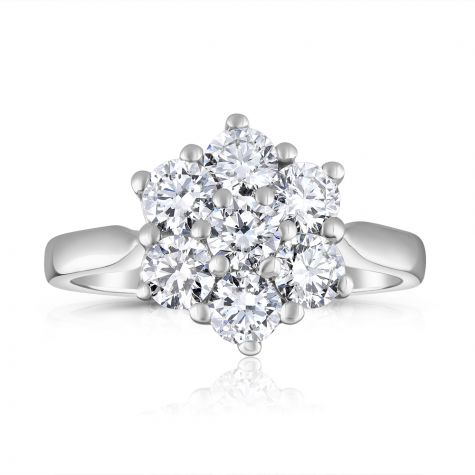18ct White Gold Gorgeous 1.00ct Diamond 7 Stone Cluster Ring