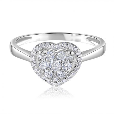 18ct White Gold 0.25ct Diamond Heart Ring