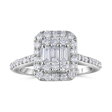 18ct White Gold 0.83ct Diamond  Cluster Certified Engagement Ring