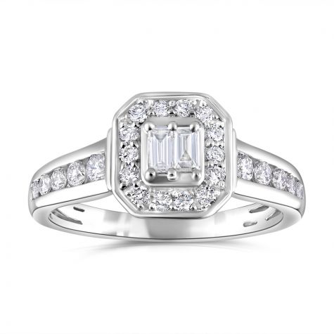 18ct White Gold 0.55ct Diamond Set Certified Engagement Ring