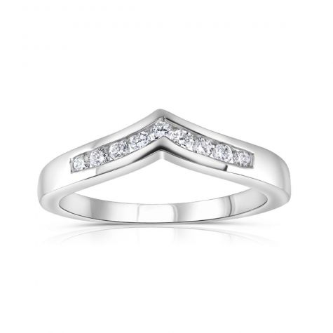 9ct White Gold 0.15ct Diamond Wishbone Ring