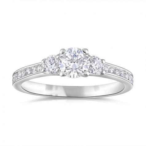 18ct White Gold 0.70ct Diamond Trilogy Engagement Ring