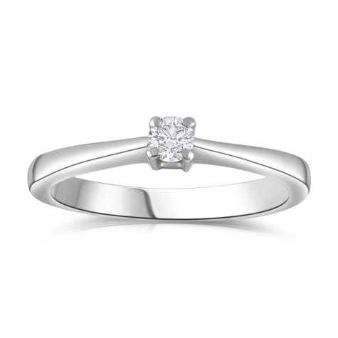 9ct White Gold 0.10ct Diamond Classic Solitaire Engagement Ring