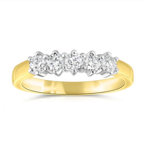 18ct Yellow Gold 0.50ct 5 Stone Diamond Eternity Ring