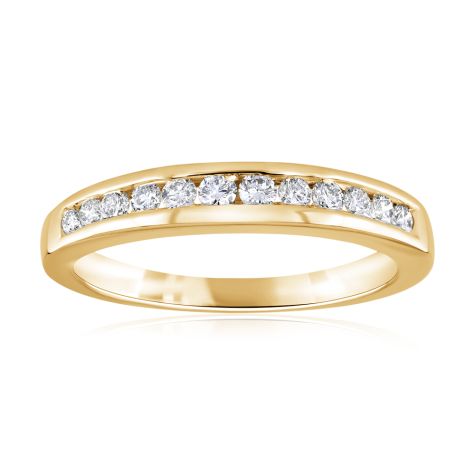 18ct Yellow Gold Solid 0.25ct Diamond Set Half Eternity Ring