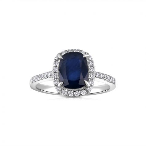 18ct White Gold 0.25ct Diamond & 1.75ct Sapphire Ring