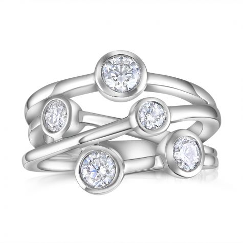 18ct White Gold Solid 0.75ct Diamond Fancy Dress Ring