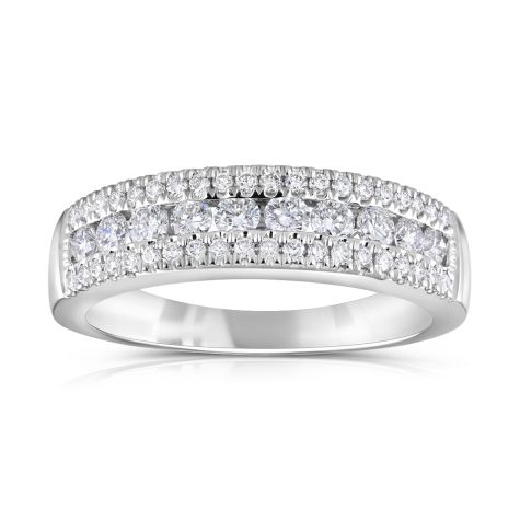 18ct White Gold 0.50ct Diamond Set Triple Row  Half Eternity Ring