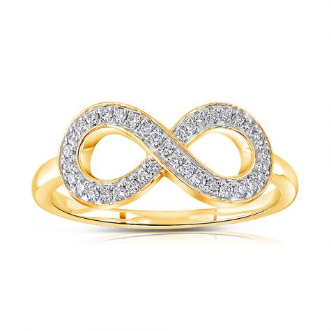 9ct Yellow Gold 0.13ct Diamond Infinity Dress Style Ring
