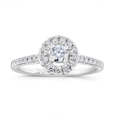 18ct White Gold 0.37ct Diamond Halo Engagement Ring