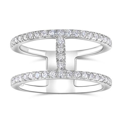 18ct White Gold 0.42ct Diamond Modern Double Eternity T Ring