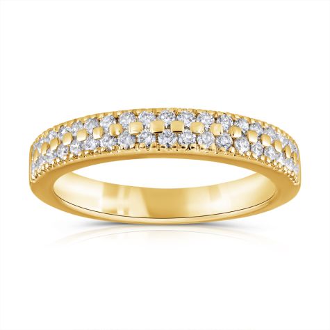 18ct Yellow Gold 0.31ct Diamond Set Double Row Eternity Ring