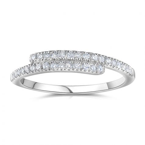 9ct White Gold 0.16ct Diamond Crossover Dress Ring  