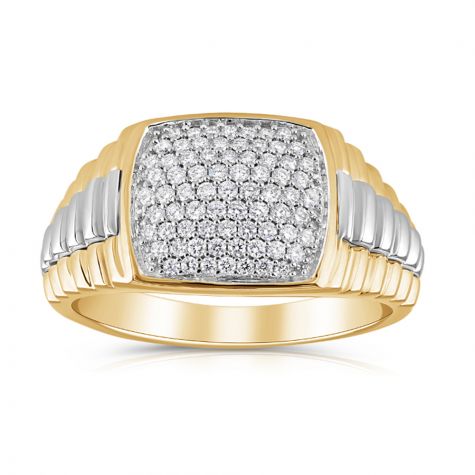 9ct Yellow Gold 0.50ct Presidential Link Gents Diamond Ring 
