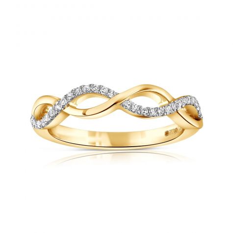 9ct Yellow Gold 0.10ct Diamond Half Eternity Ring