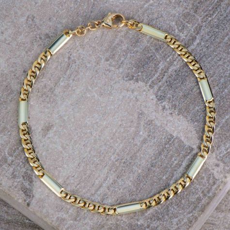 14ct Yellow Gold Anchor & Bar Bracelet Italian Made Gents Heavy Link Bracelet - 8.5 Inch - 8gr