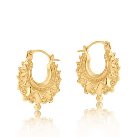 9ct Yellow Gold Classic Creole Hoop Earrings - 16mm - Childrens'