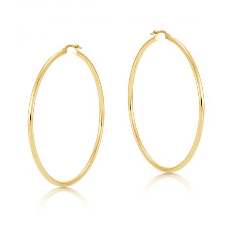 9ct Yellow Gold Tube Design Hoop Earrings - 53mm