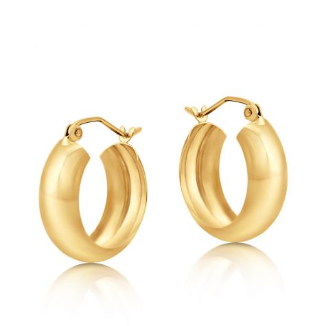 9ct Yellow Gold Smooth Round Hoop Earrings - 18mm