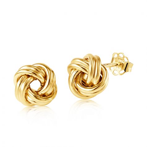 9ct Yellow Gold Round Knot Stud Earrings - 8mm